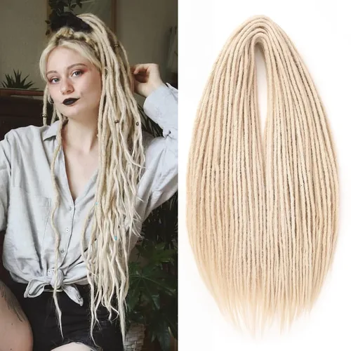 Vista 49 de Leeven Extensiones de Rastas Sintéticas de Doble Punta de 24 Pulgadas 30 Hebras Rastas Boho 613 Rubio 3 Estilos Mixtas Onduladas Rizadas DE Rastas