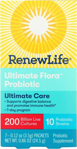 Renew Life Ultimate Flora - Probiótico Ultimate Care para adultos, 200 mil millones, 7 paquetes (el paquete puede variar)
