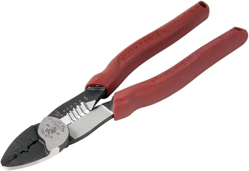 Klein Tools 2005N - Cortador de alambre, fabricado en EE. UU., pelacables, herramienta de enganche, pela alambre trenzado de 10-18 AWG, engancha