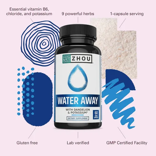 Vista 4 de WATER AWAY Fórmula Herbal para Equilibrio saludable de los fluidos Mezcla herbal de alta calidad con diente de león, potasio, té verde y más, 60