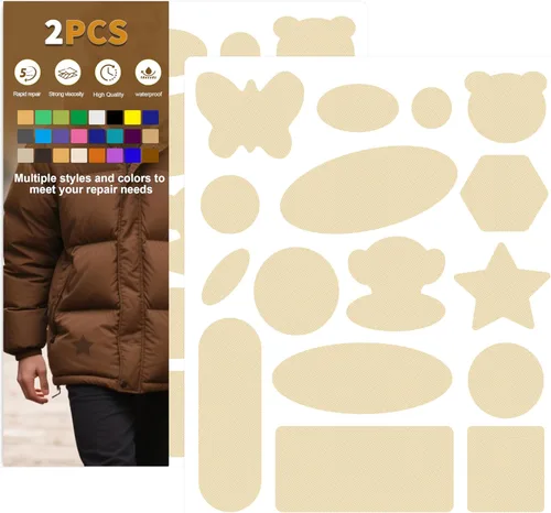 Vista 28 de Azobur Parches de reparación de chaquetas de plumón, impermeables, autoadhesivos, parches de tela de nailon para chaquetas hinchadas