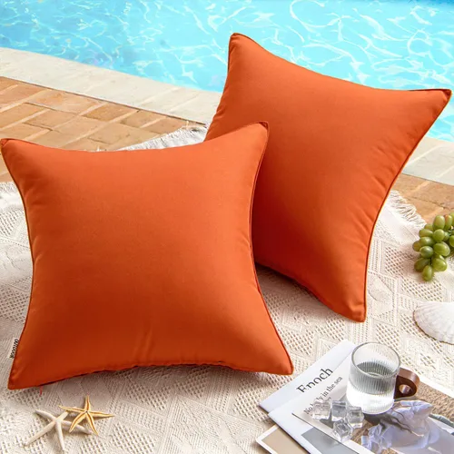 Vista 16 de MIULEE - Paquete de 2 fundas de cojín decorativas, impermeables; para usar en exteriores, jardín, patio, tienda de campaña, sofá, decoraciones