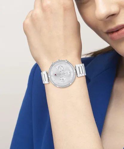 Vista 5 de Tommy Hilfiger Reloj de pulsera multifunción de cuarzo para mujer de acero inoxidable y eslabones modelo 1782393 Plateado Reloj de cuarzo