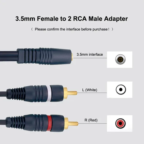 Vista 4 de Cable Y de audio estéreo hembra a 2 RCA macho de 0.138 in, paquete de 2 conectores chapados en oro de 9 pulgadas, divisor RCA a AUX, cables
