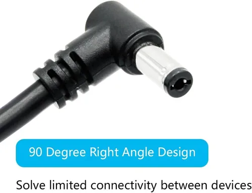 Vista 4 de Cable de extensión CC macho a macho de 1.6 pies, 18 AWG, 90 grados CC, 0.217 in x 0.083 in, adaptador de conector de cable de alimentación de 12 V