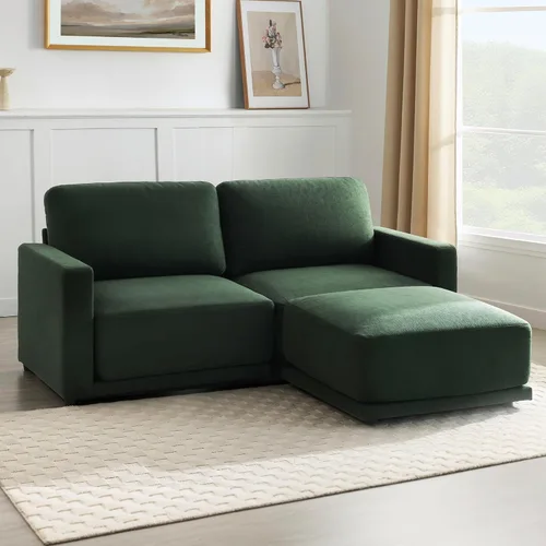 Vista 9 de Sofá modular de 79 pulgadas para sala de estar pequeña, sofá moderno en forma de L con otomana, juego de sofá de felpilla de 3 piezas para muebles