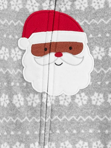 Vista 33 de Simple Joys by Carter's Pijama unisex de forro polar con pies de ajuste holgado y resistente al fuego para niños Papá Noel verde/reno gris jaspeado