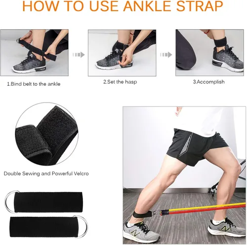 Vista 3 de Resistance Bands Set, Himaly Exercise Bands Strength Training Fitness Bands Workout Elastic Bands with Legs Ankle Straps, Door Anchor, Handles &