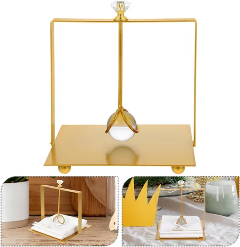 Vista 8 de Abaodam Metal Napkin Holder with Handle Modern Square Gold Metal Napkin Stand Large Dining Table for Kitchen and Living Room Decor