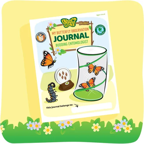 Vista 5 de Set de mariposa gigante de Insect Lore: hábitat de lujo de 18 pulgadas, vale para 5 orugas, set de juego de mariposa