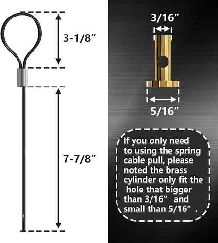 Vista 6 de skysen Cierre de puerta de valla de autobloqueo Acero al carbono Negro/Montaje de poste de bloqueo con tirador de cable de resorte de acero