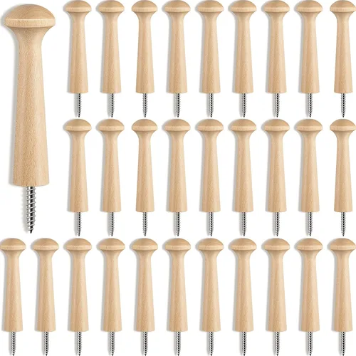 Vista 14 de 10 piezas de clavijas de madera para coctelera con tornillos de 3.62 pulgadas de largo, estantes de madera sin acabar para colgar ropa, sombreros