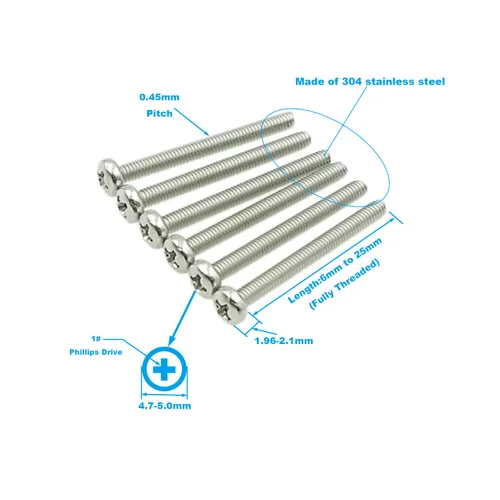 Vista 3 de Metric M2.5 Kit surtido de tornillos de máquina Phillips de acero inoxidable con cabeza plana (M2.5)