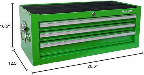Vista 3 de Workington Caja Intermedia de Metal Portátil Industrial de 3 Cajones, Gabinete de Cofre de Herramientas Intermedio de 26" con Correderas de Cajón