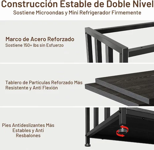 Vista 4 de Soporte para Mini Nevera, Estación de Gabinete de Barra de Café con Espacio de Almacenamiento para Insertar Refrigerador Pequeño, Organizador