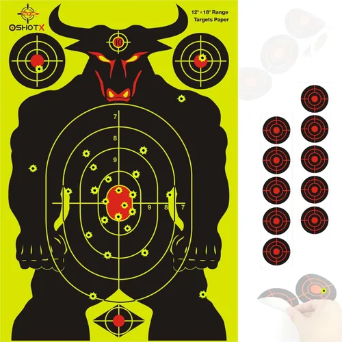 Vista 2 de Disparo de objetivos reactivos – 12 x 18 pulgadas silueta salpicadura de papel blanco para caza – Ver fácilmente punto de disparo fluorescente