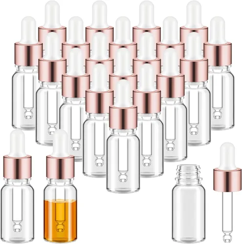 Vista 33 de Didaey 200 piezas mini botellas de vidrio con gotero de aceite a granel, botellas vacías pequeñas esenciales transparentes, recipientes de muestra