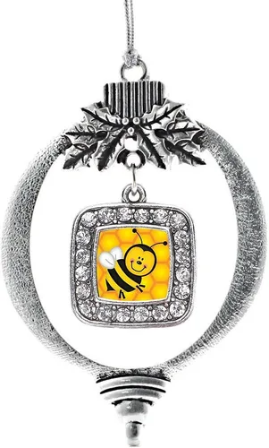 Vista 142 de Inspired Silver - Mis iniciales - Adorno con dije de letra S - Adornos navideños cuadrados de plata con joyas de circonita cúbica