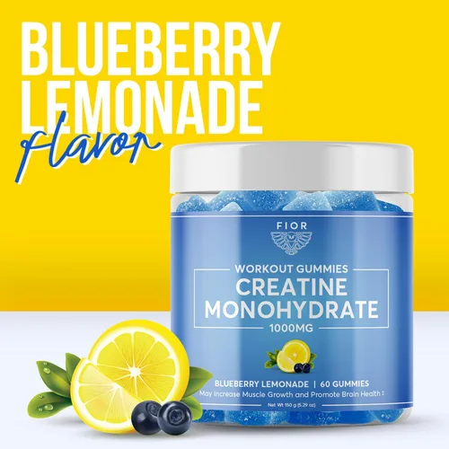 Vista 3 de FIOR Gomitas de creatina �� El mejor monohidrato de creatina masticable, 60 unidades, suplemento de entrenamiento y proteínas, mejora cognitiva