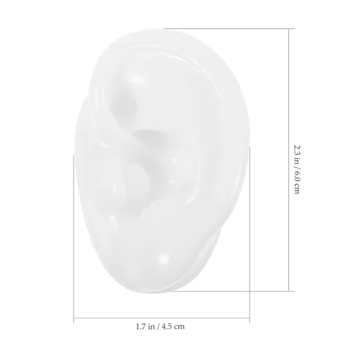 Vista 3 de POPETPOP Modelo de oreja de silicona: 2 moldes de oreja falsos realistas para exhibición de aretes, práctica de piercing, 2.36 x 1.77 x 1.18