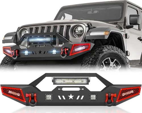 Vista 11 de YZONA para Wrangler JK JKU Parachoques delanteros y traseros compatibles con Jeep Wrangler JK JKU Unlimited 2007-2018 2/4 puertas con placa