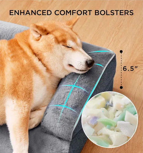 Vista 2 de MADE 4 PETS Cama ortopédica para perros grandes, sofá cama grande de espuma de apoyo para mascotas con funda extraíble lavable, sofá cama