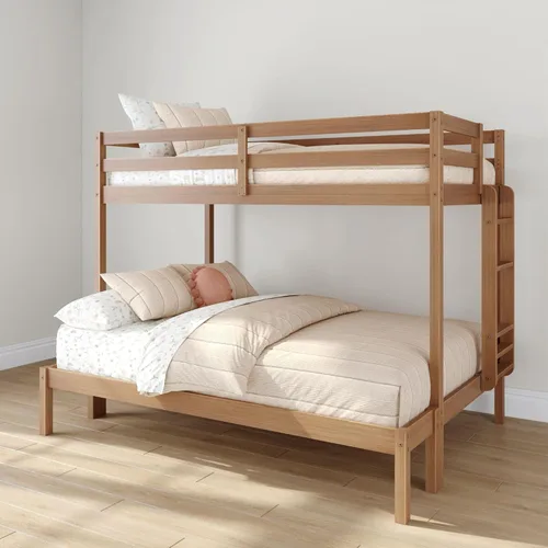 Vista 24 de Grain & Grove - Litera de dos camas con oso, estructura de litera resistente para niños, litera de madera contrachapada con escalera, barandilla