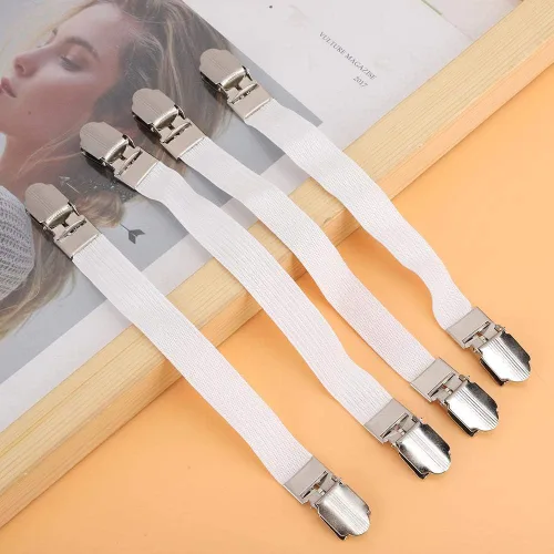 Vista 7 de TOPINCN 4 piezas de sujetadores elásticos para sábanas de cama, correas cruzadas para colchón, clips resistentes, correas flexibles para fundas