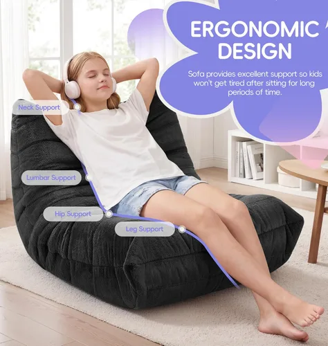 Vista 4 de Hobestluk Puf de espuma viscoelástica, puf grande con relleno, sofá perezoso para sala de estar, dormitorio, sala