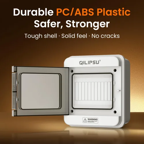 Vista 2 de QILIPSU Caja de Disyuntores de Carril DIN de 6 Vías UL94-V0 PC/ABS IP65 Carcasa de Distribución Impermeable con Barras Colectoras Más Largas