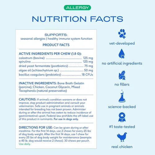 Vista 6 de Native Pet Masticables para alergias para perros – Alivio de la alergia de perros para razas pequeñas – Apoya el alivio de la picazón estacional