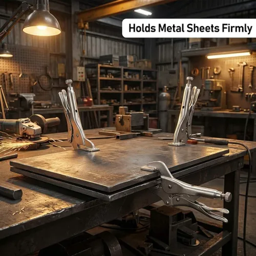 Vista 4 de QWORK Abrazadera de chapa de bloqueo de 10 pulgadas, paquete de 2 herramientas de alicates de bloqueo de soldadura, herramienta de agarre de chapa