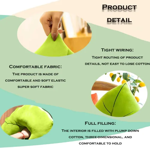 Vista 3 de CHELEI2019 Almohada de hojas de 19.7 pulgadas, almohada de felpa en forma de hoja de planta rellena 3D para decoración de habitación