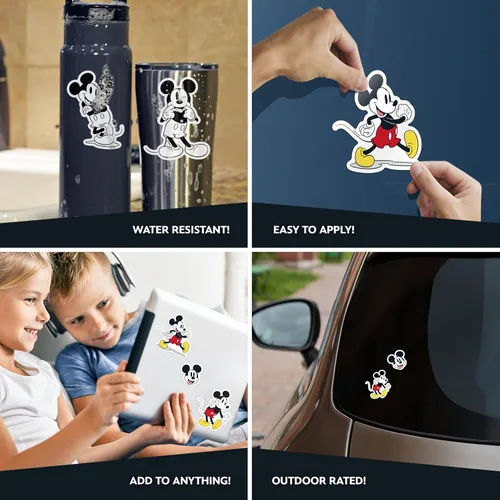 Vista 2 de Disney - Calcomanías clásicas de Mickey Mouse – Juego de 5 calcomanías de Mickey Mouse para niños y adultos – Calcomanías de vinilo para laptop