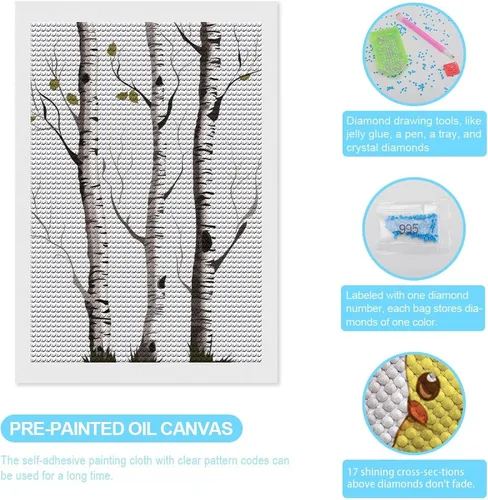 Vista 3 de QMNVBDS Birch Tree Diamond Painting Diamond Art Kits for Adults Round Dirll Diamond Painting Kit Diamond Painting Kits for Adults Beginners Gem Art