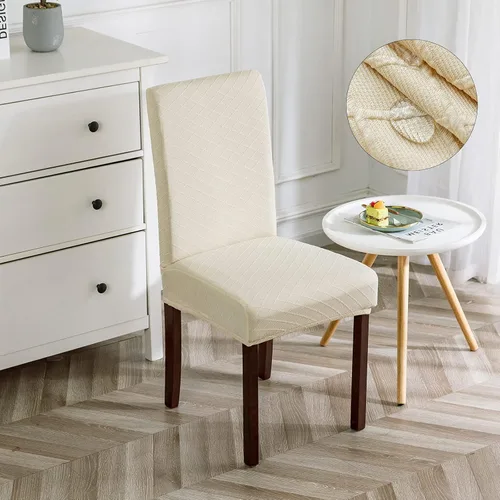 Vista 6 de Genina Fundas impermeables para sillas de comedor, fundas para sillas Parsons de cocina, fundas para sillas Parsons (beige, 2 piezas)