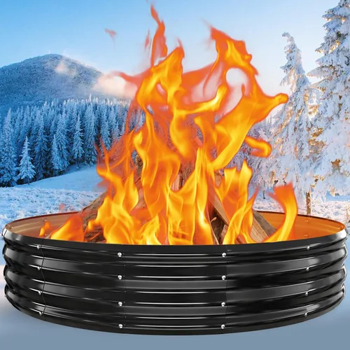 Vista 16 de Anillo de chimenea al aire libre de 32 pulgadas, chimenea de leña resistente al calor de 17 pulgadas de altura y chimenea para exterior, anillo