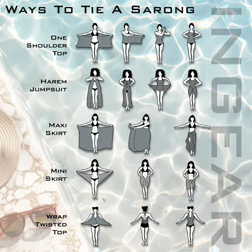 Vista 3 de INGEAR - Pareo largo de playa, envoltura para traje de baño con concha de coco incluida, color azul