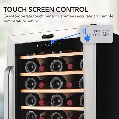 Vista 7 de Whynter FWC-341TS - Refrigerador de vino de acero inoxidable con 34 botellas con estante de exhibición y control digital, color gris