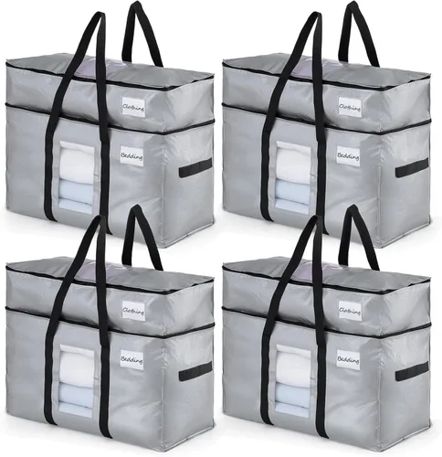 Vista 48 de TAILI - Bolsas de mudanza extra grandes, paquete de 10 bolsas negras resistentes para almacenamiento con ventana visible, asas envolventes