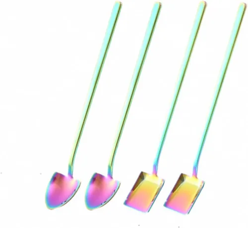 Vista 6 de Juego de 4 cucharas de pala de postre de frutas, cucharas de acero inoxidable de 6 pulgadas para postre café, té, helado, pastel de frutas
