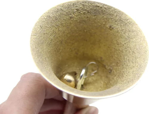 Vista 5 de Campana de mano para el aula, campana de Navidad de latón macizo, campana de llamada ruidosa para restaurante, campana de servicio de llamada