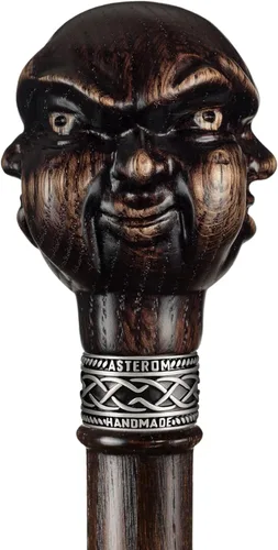 Vista 2 de Bastón de madera tallado único para hombres y mujeres, Buda - Elegante bastón de madera hecho a mano