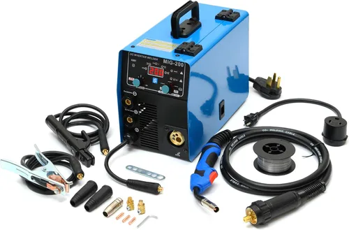 Soldador multiproceso 4 en 1 200A, máquina de soldadura MIG/TIG/MMA/Stick de 110V/220V, soldador de núcleo de flujo sin gas y gas con inversor IGBT