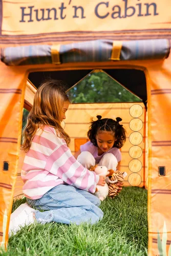 Vista 4 de Pacific Play Tents 61804 Kids Hunt'n Cabin Tent Playhouse, 39 x 27 x 43 pulgadas, marrón