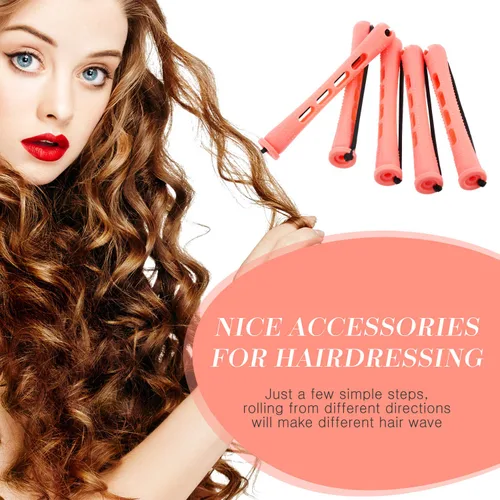 Vista 7 de WILLBOND 48 piezas de varillas de plástico rosa permanente larga variedad para el cabello Perm Rods Hair Curling Roller Accesorios para mujeres