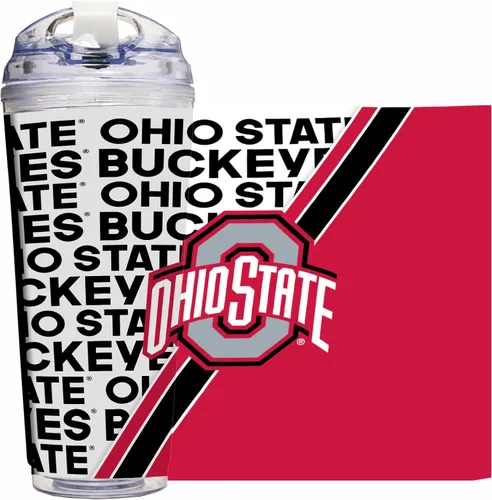 Vista 22 de Rico Industries NCAA - Vaso de acrílico estándar de 24 onzas con tapa con bisagras, vaso de doble pared con licencia oficial y popote
