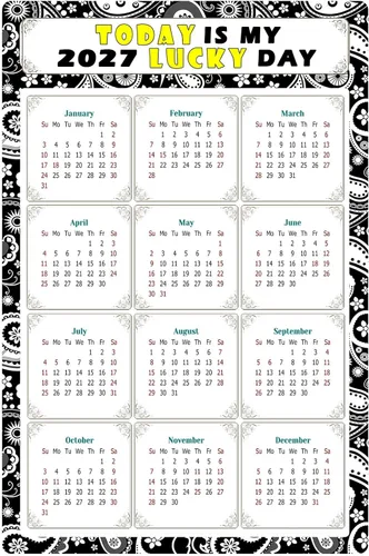 Calendario magnético 2024, imanes de calendario, Today is my Lucky Day (Hoy es mi día de suerte), resistente a la decoloración, rasgado y al agua,
