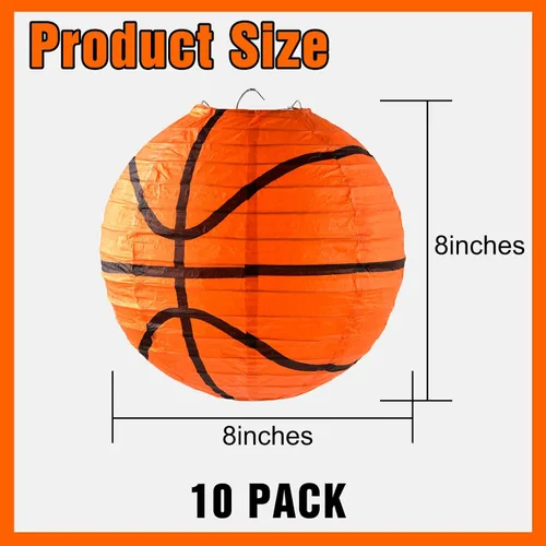 Vista 2 de 10 Piezas Linternas de Papel de Baloncesto Naranjas Decoraciones de 8 Pulgadas para Colgar del Techo Linternas de Baloncesto Linternas de Papel