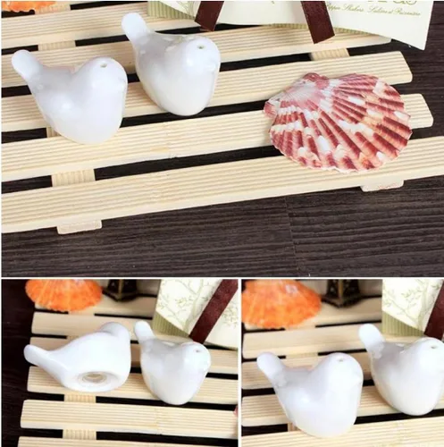 Vista 3 de 2pcs Love Doves Birds Salt and Pepper Shakers Kitchen DÃcor Wedding Ceramic Gift, Blanco, 1.4 inx2.4 in